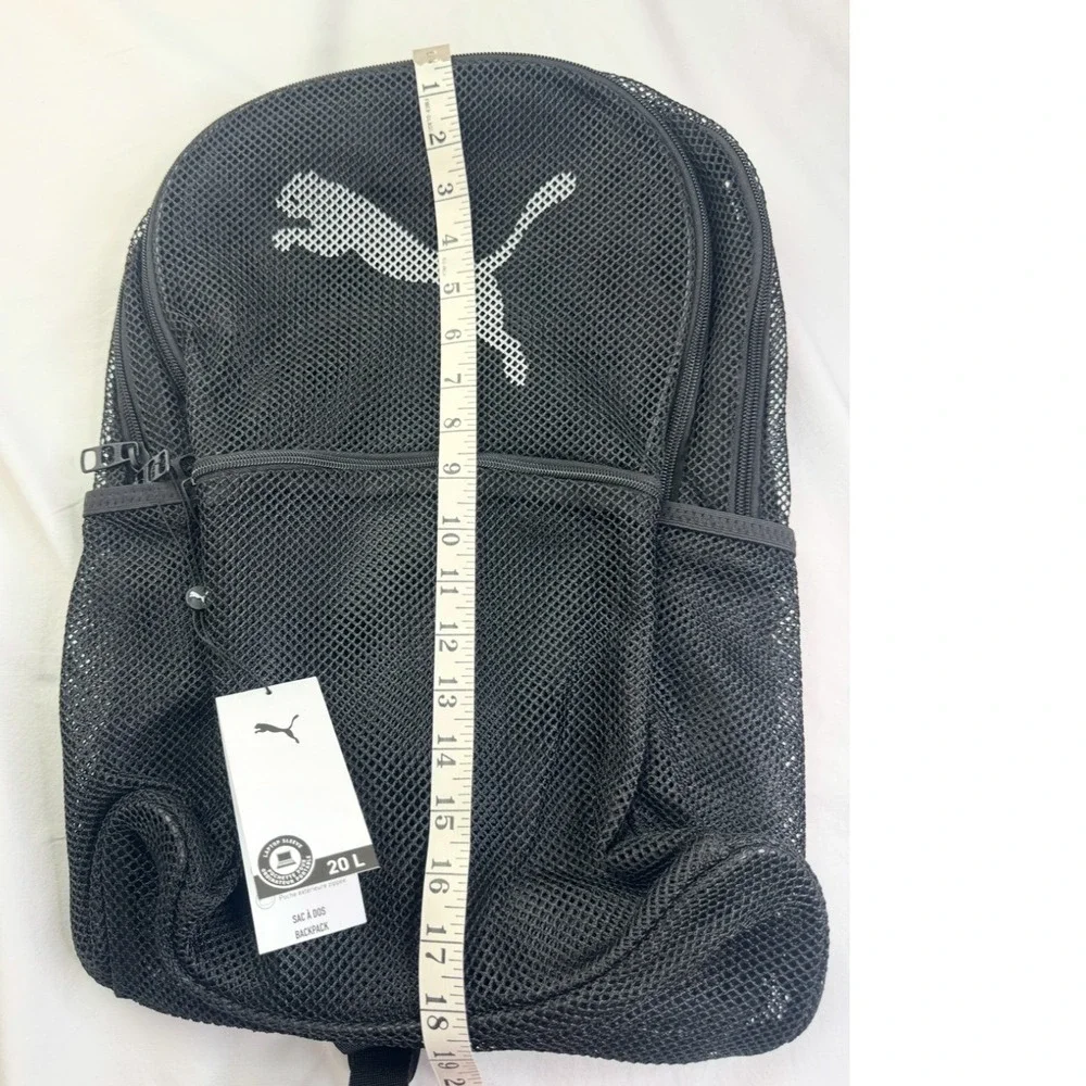 Puma Black Mesh 20L Backpack with Laptop Sleeve and Water Bottle Pockets NEW